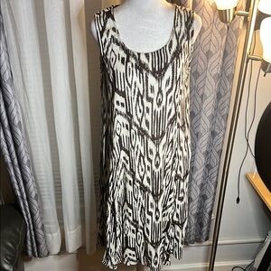 Roaman's Monochrome Patterned Midi Dress